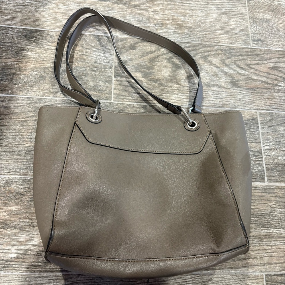 Chaps Faux Leather Brown Shoulder Bag Classic Preppy Zip - Picture 4 of 6